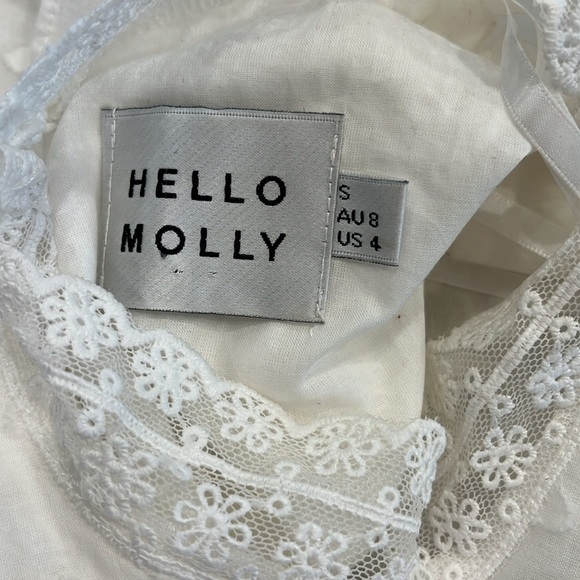 White Hello Molly Days Stay The Same Open Back Crochet Ruffle Romper White Small - Picture 16 of 16
